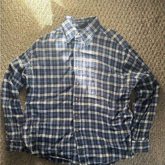 Van Heusen Other - Van Heusen Flannel Plaid Button-Up Shirt Blue Button-Down Collar M 15-15 1/2